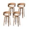 Set of 2/4 Mid-century Modern Leatherette Swivel Bar Stools/Counter Stools with Walnut Bentwood Frame